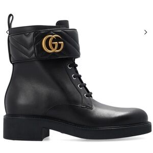 Gucci Logo Plaque Lace-Up Ankle Boots - SZ 39.5 - New with box